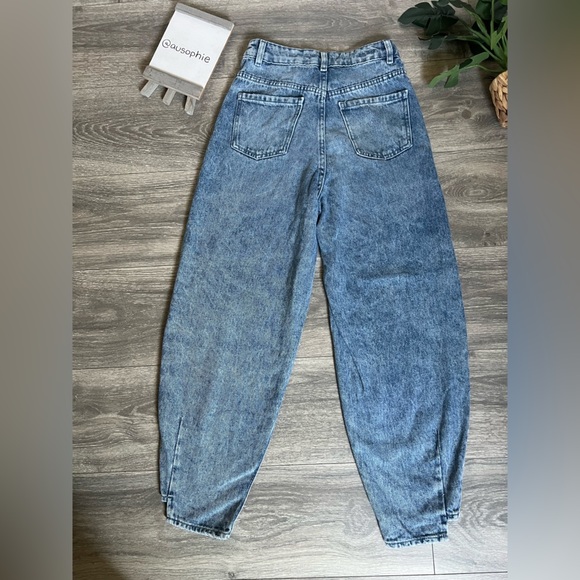 PIMKIE High Waisted Slouchy Cut Out Mom Jeans in Light Blue Size S - Picture 13 of 16